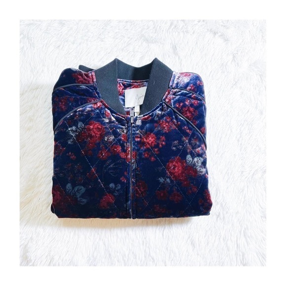 Joie Mace Quilted Flower Bomber Jacket Black Trim SZ Small - Picture 1 of 10